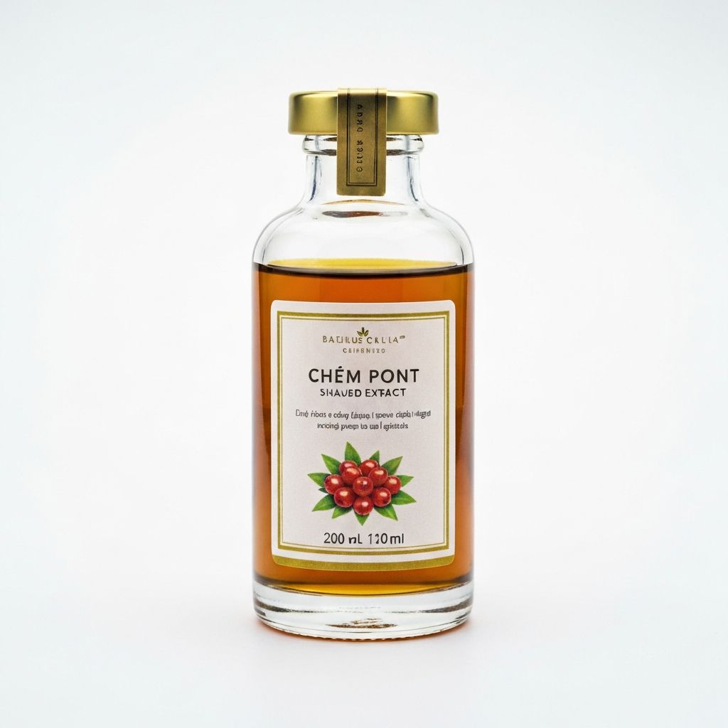 Amber liquid extract in bottle